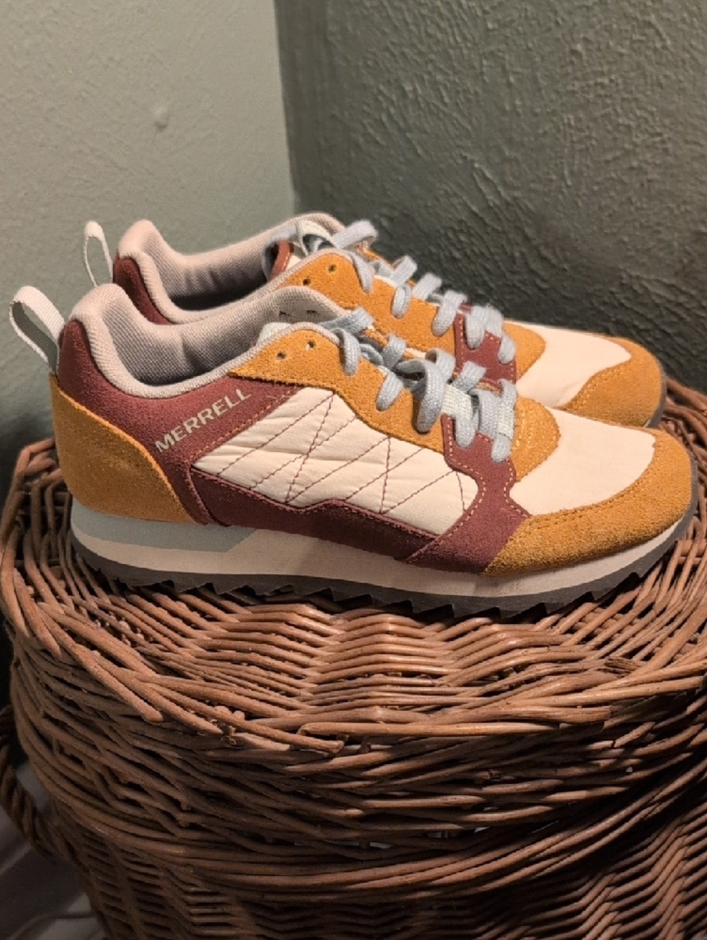 Merrell Women's Cream and Brown Low-Top Performance Sneaker - Picture 2 of 6